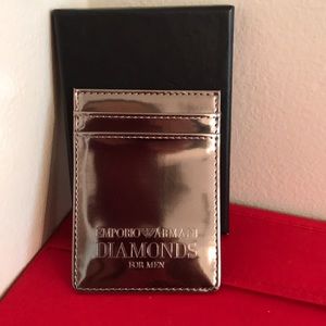 NWOT Emporio Armani metallic credit card holder